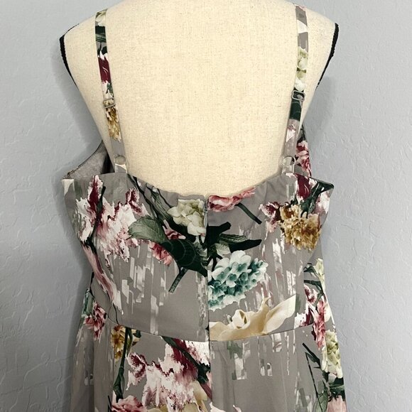 City Chic Elegant Floral Rose Faux Wrap Dress M 18 - Picture 9 of 11